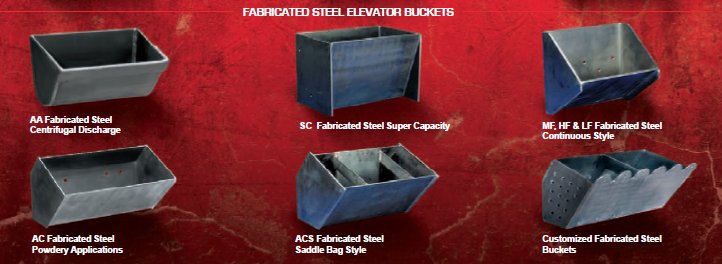 INDUSTRIAL FABRICATED STEEL ELEVATOR BUCKETS AA Fabricated Steel buckets