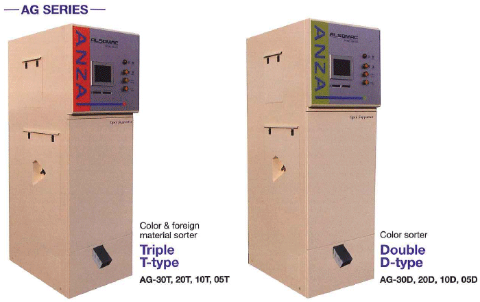 Opti Supporter Ag series double (D) and triple (T) color sorters - color foreign material sorters